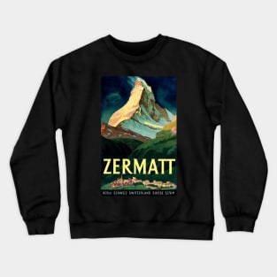 Vintage Travel Poster - Matterhorn Switzerland Crewneck Sweatshirt